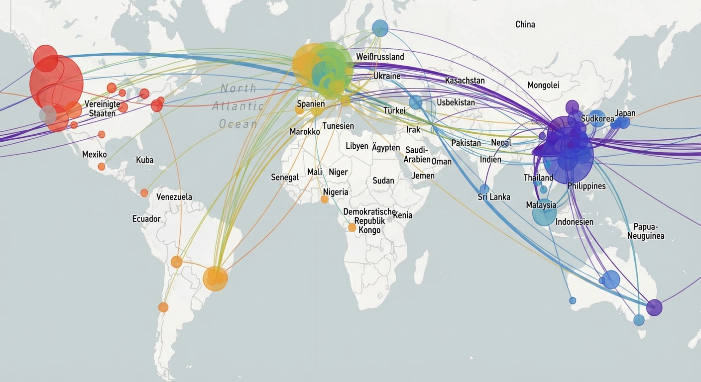 Karte mit den Epizentren und der Ausbreitung des Covid-19-Ausbruchs