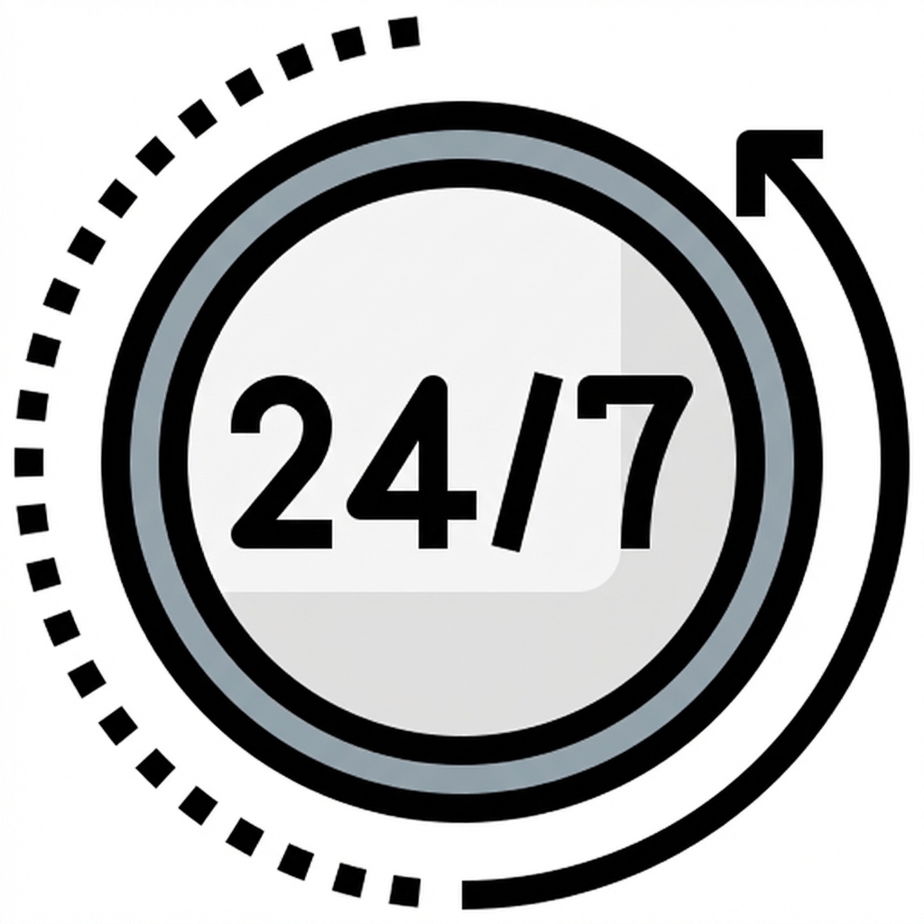 Illustration einer Endlosschleife von 24 mal 7 Verfügbarkeit.