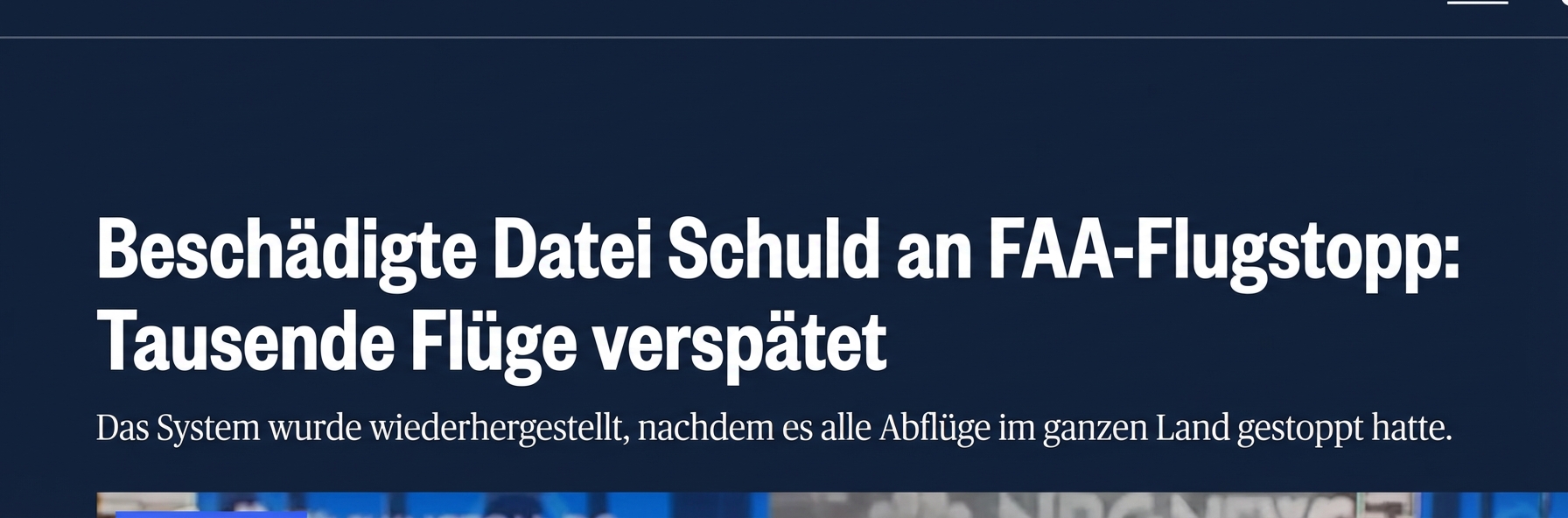 Screenshot aus einem Bericht von NBC News über Flugverbote in den USA