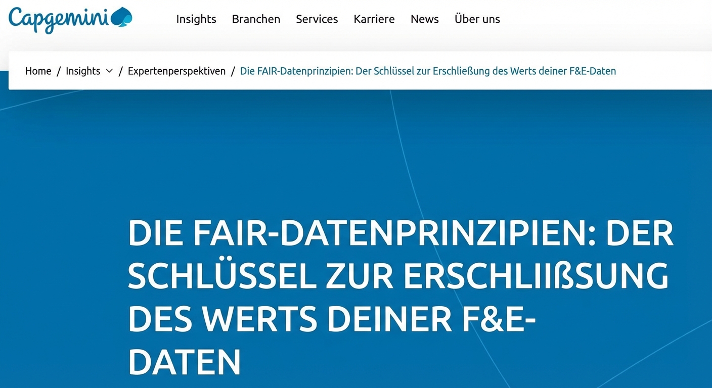 Screenshot von Capgeminis Bemühungen um die FAIR-Datenprinzipien.