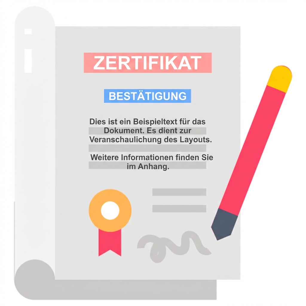 Illustration eines juristischen Dokuments und eines Stifts zur Kontrolle der Einhaltung