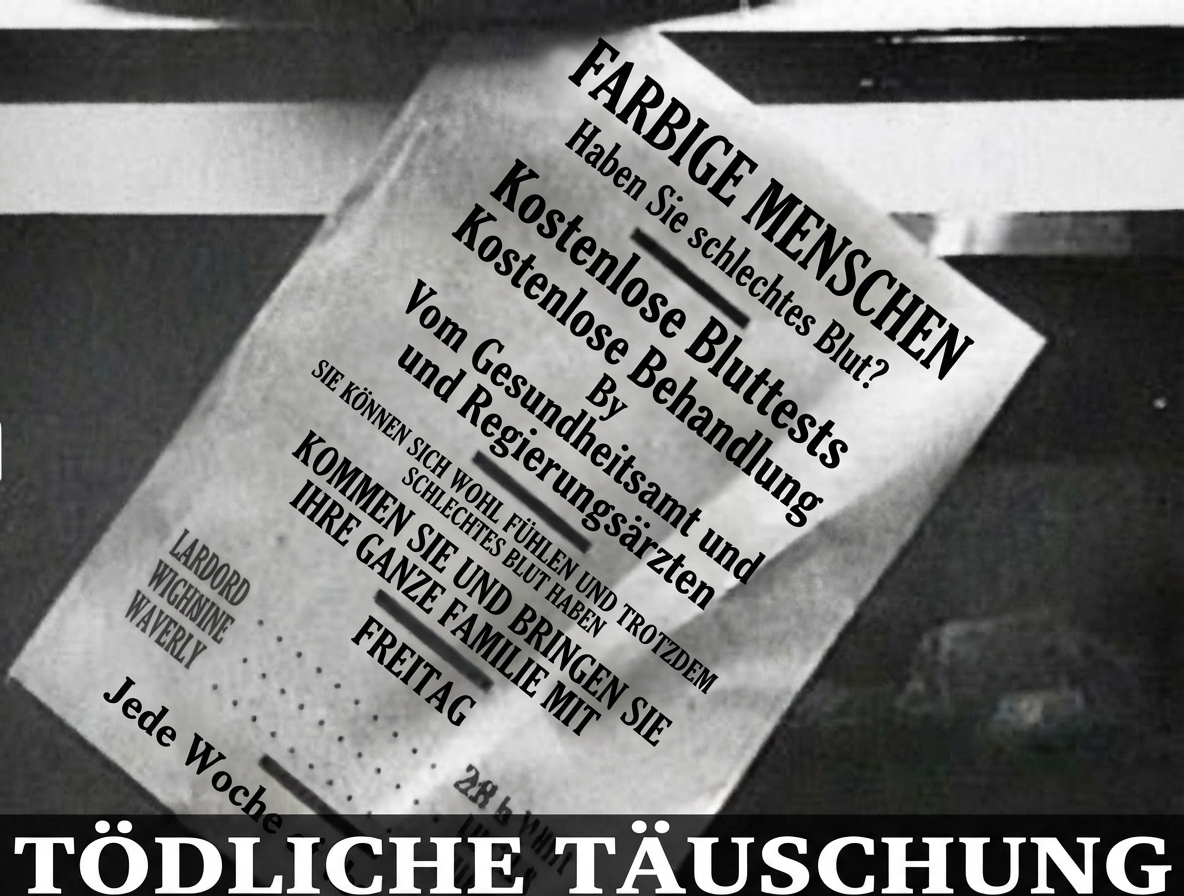 Flyer zur Rekrutierung von Teilnehmern für die Tuskegee-Syphilis-Studie