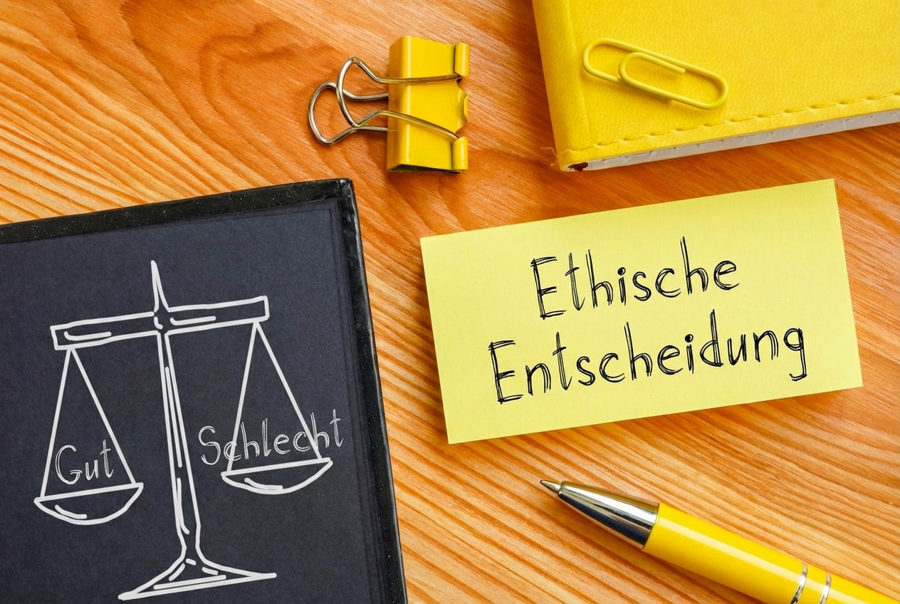 Abwägen der Vor- und Nachteile bei einer ethischen Entscheidung.