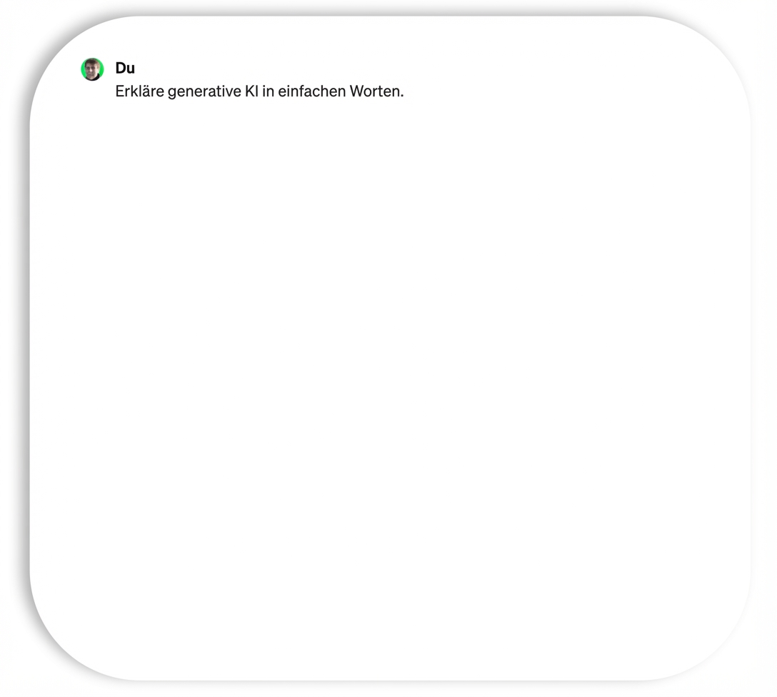 Anweisung an ChatGPT, generative KI in einfachen Worten zusammenzufassen.