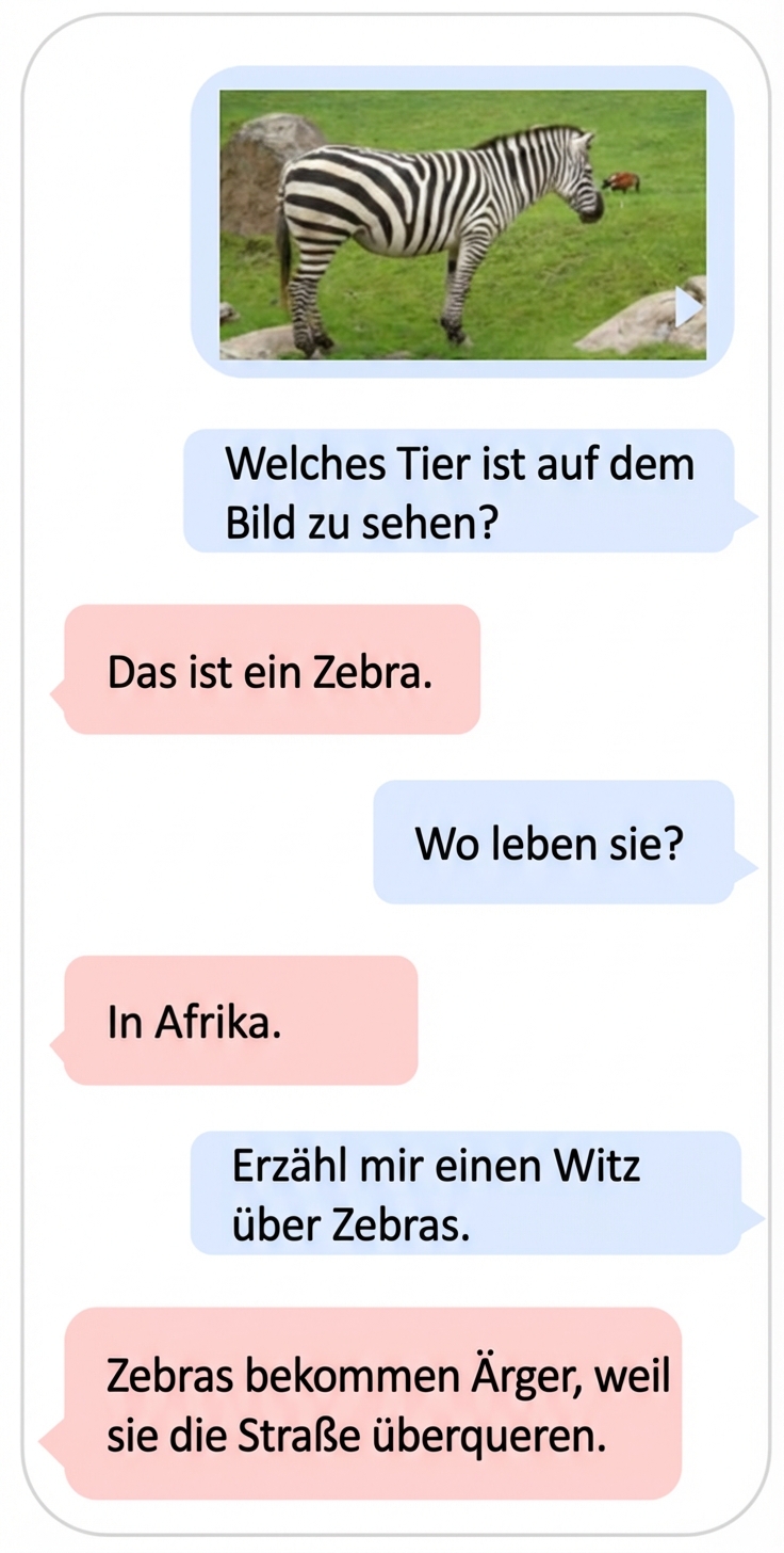 Multimodales Beispiel für ein LLM, das Text- und Bilddaten nutzt