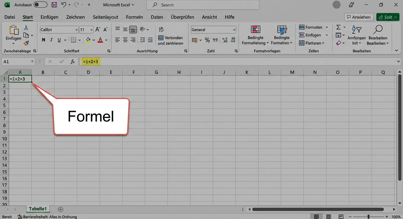 Excel-Datei mit hervorgehobener Formel