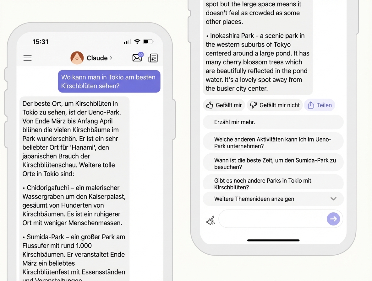 Screenshot einer Unterhaltung mit dem Chatbot Claude von Anthropic