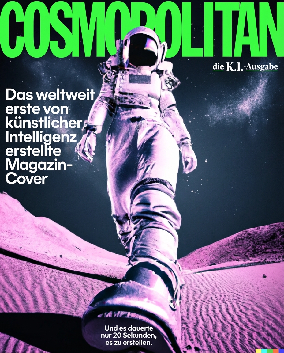 Cosmopolitan Magazin-Cover einer Astronautin, KI-generiert