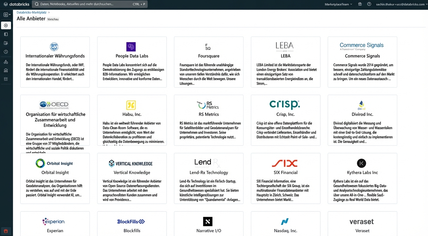 Screenshot vom Databricks Marketplace