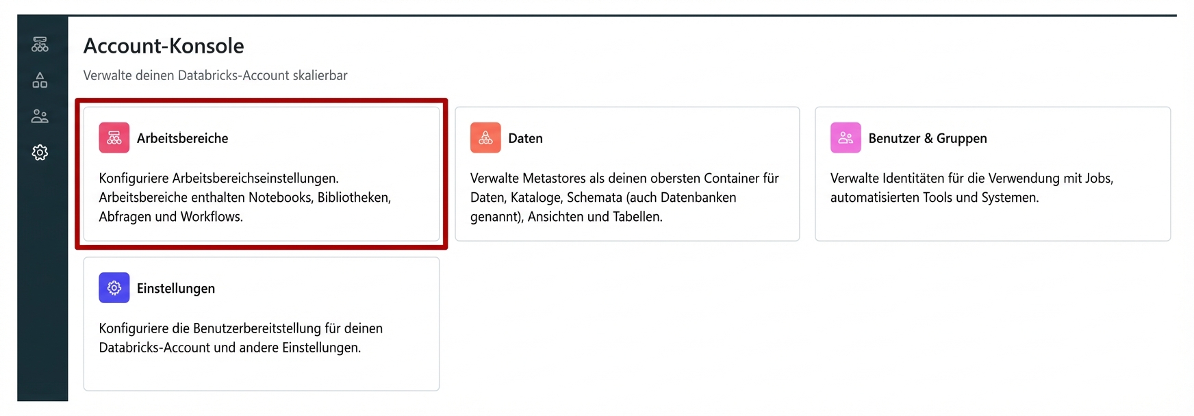 Kontokonsole Workspaces