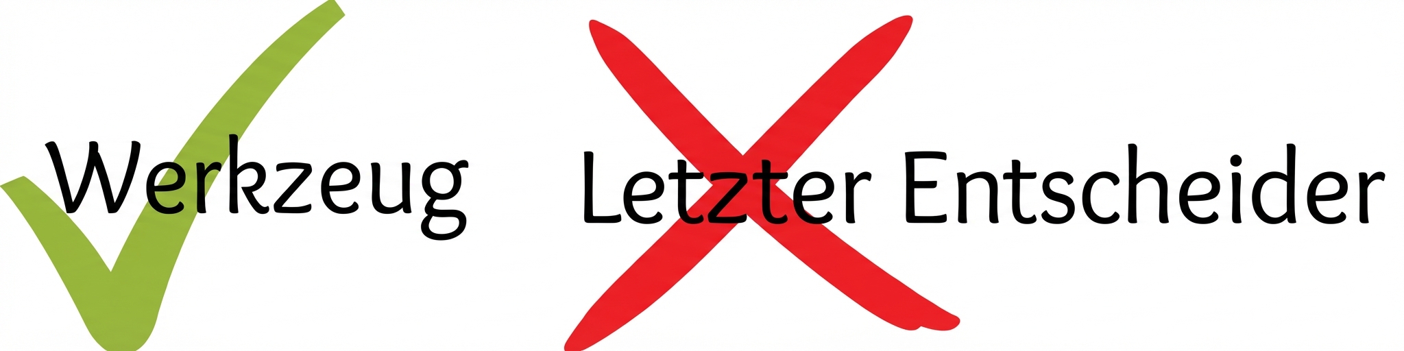 Eine Illustration, die zeigt, dass KI nur ein Werkzeug und kein endgültiger Entscheidungsträger ist