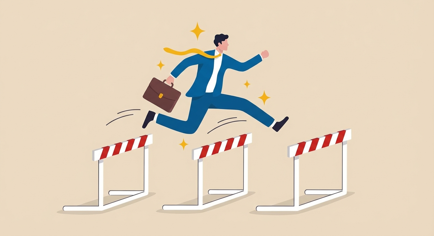 Eine Person, die die Schranken überquert