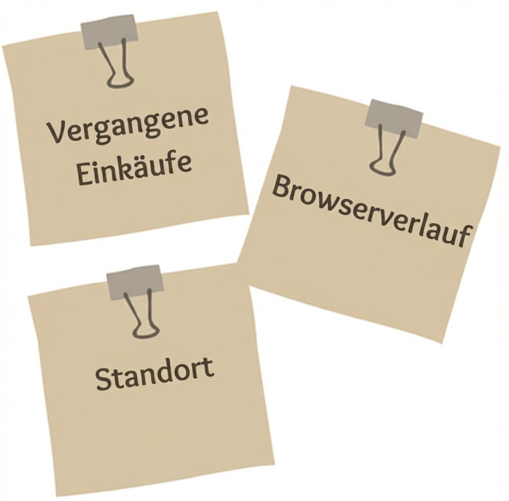 Haftnotizen zur Veranschaulichung der Faktoren im KI-Verkaufsmodell