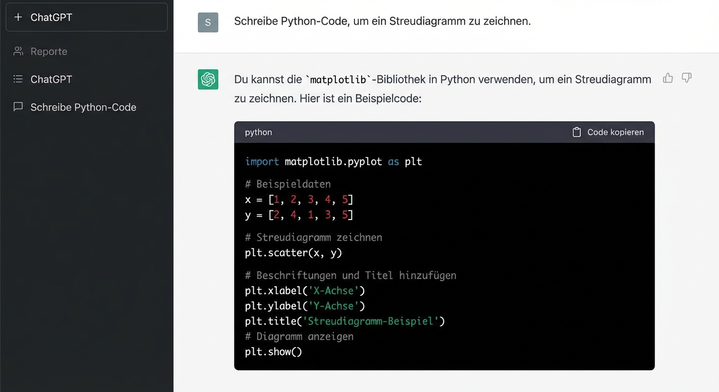 Die chatGPT-Webschnittstelle.