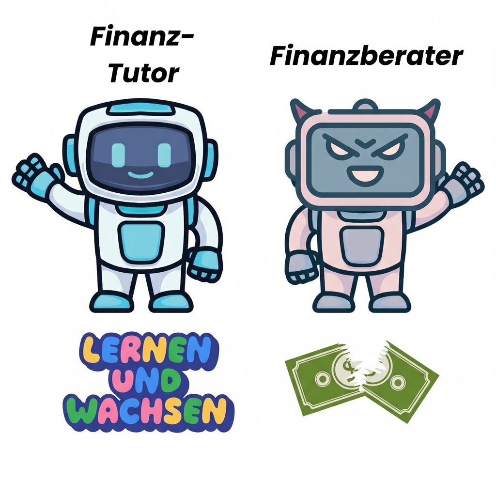 Ein Chatbot als Finanzlehrer und ein Chatbot als Finanzberater.