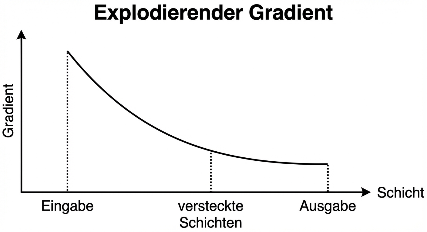 Diagramme mit Gradienten-Größe vs. Layer-Index: In frühen Layern sind die Gradienten größer