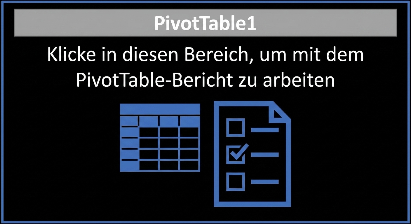 Umriss eines PivotTable-Platzhalters, der Benutzern zeigt, wie sie ihre PivotTable erstellen können