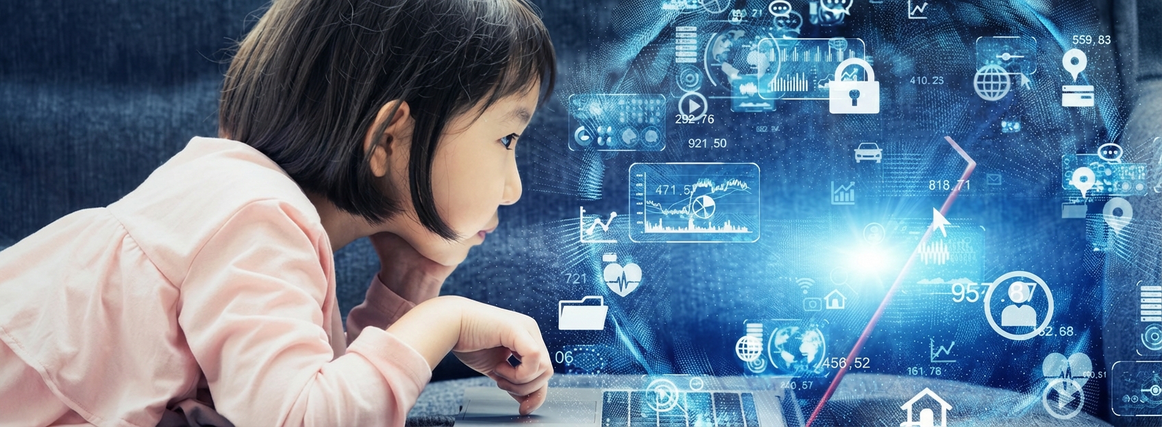 Kinder lernen mit KI.