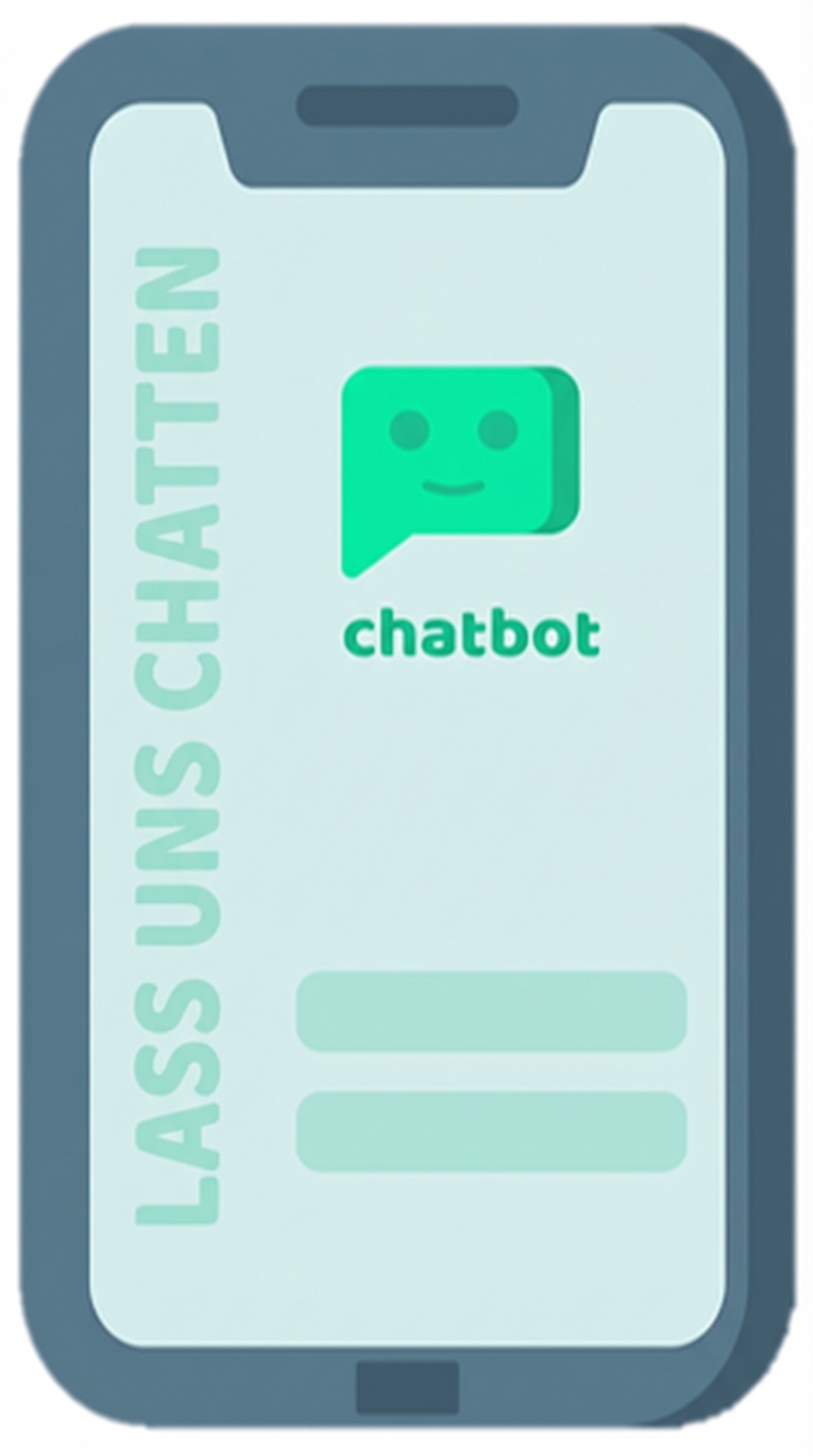 Symbol für einen Chatbot auf einem Handy.