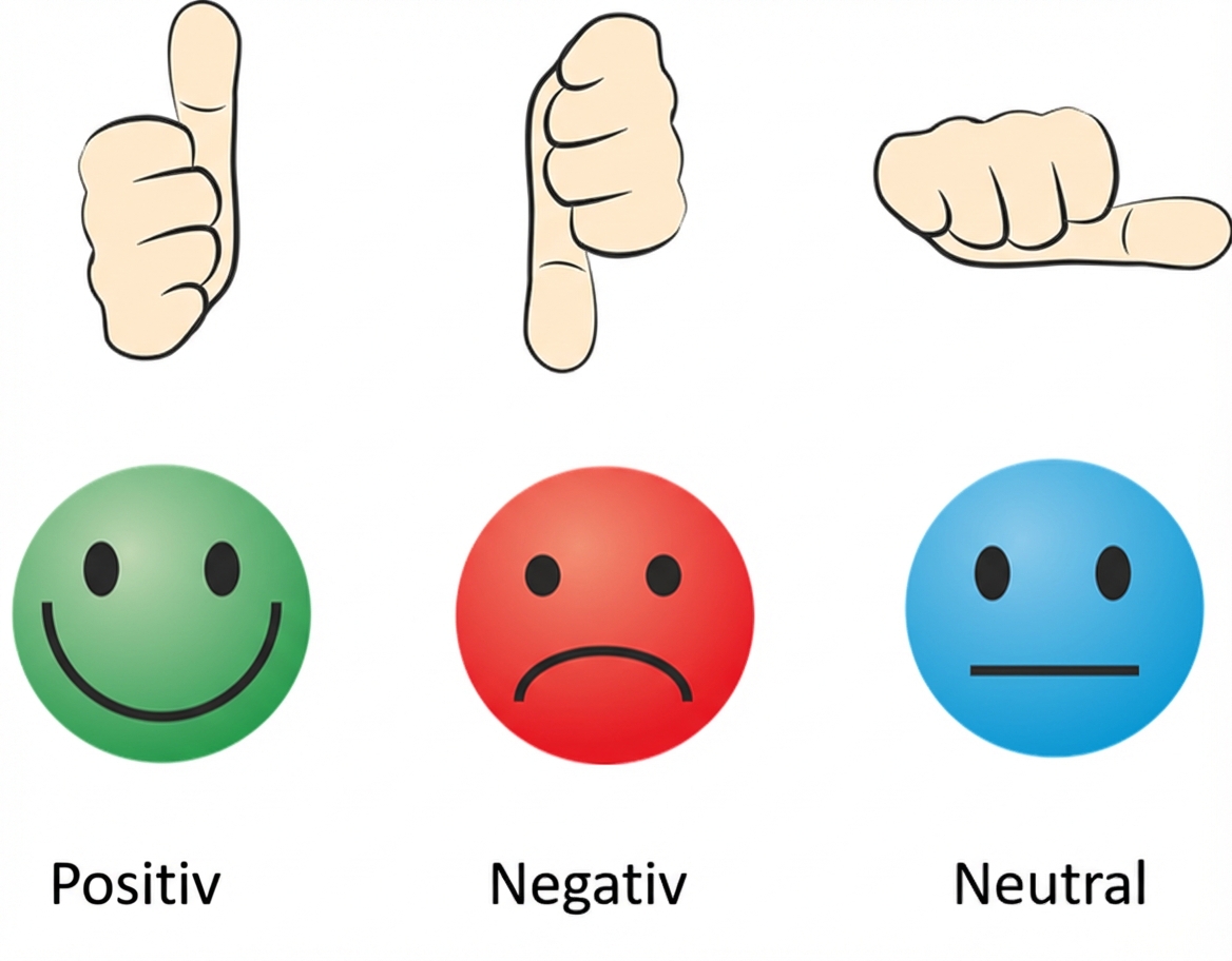 Bild, das die Kategorien der Stimmungsanalyse als positiv, negativ oder neutral zeigt.