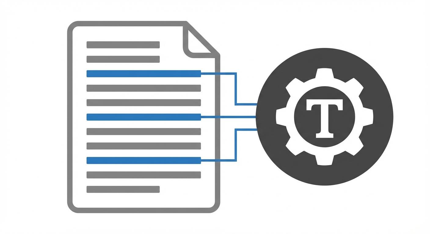 Symbol, das zeigt, wie bei der Entitätsextraktion bestimmte Entitäten aus einem Text rausgeholt werden