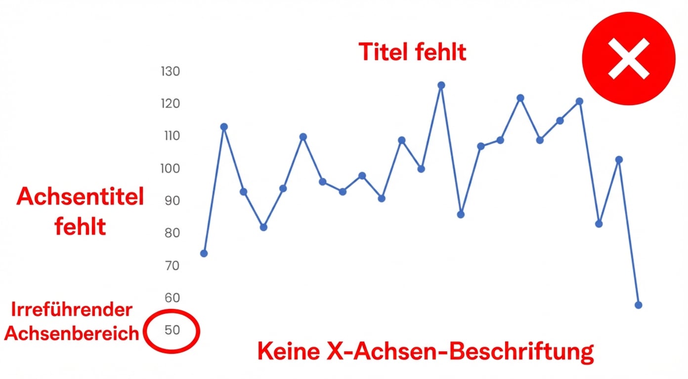 Ein Beispiel für ein Diagramm ohne Achsenbeschriftungen, Legenden, Datenbeschriftungen oder einen klaren Titel