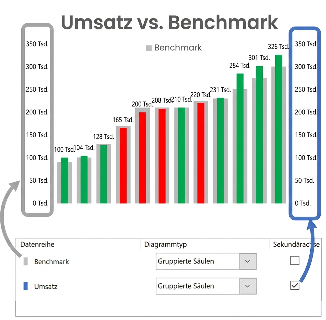 Ein Beispiel für ein Bullet-Chart