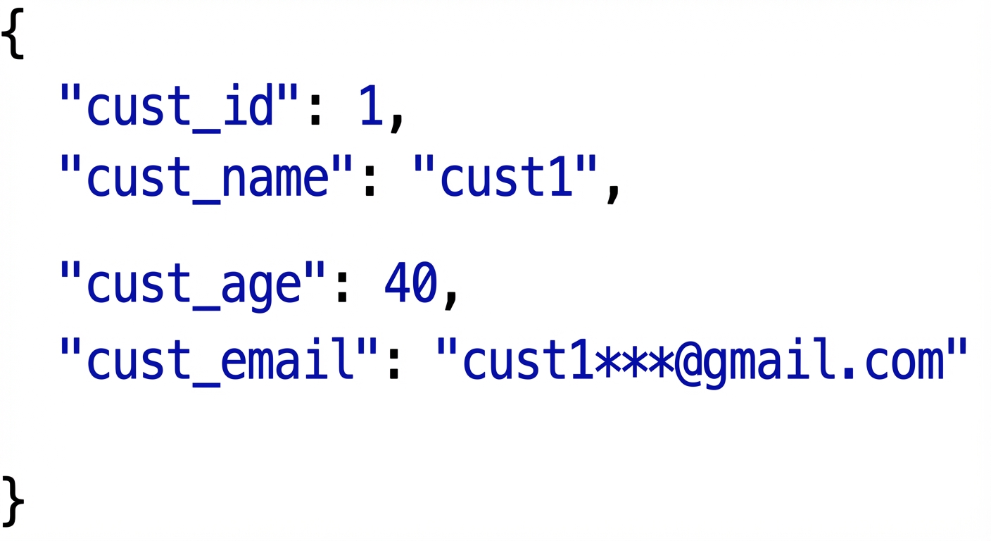 Customer JSON records example having customer id, name, age and email