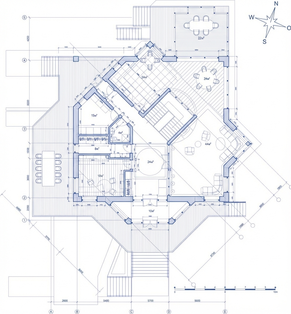 Ein architektonischer Entwurf eines Gebäudes