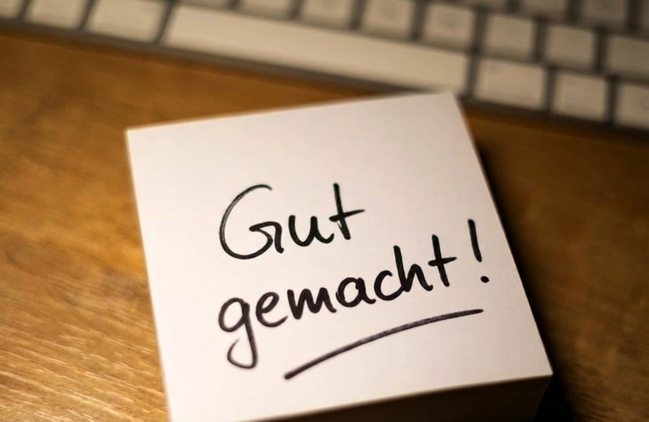 Image of a card with the words "well done" written on the front