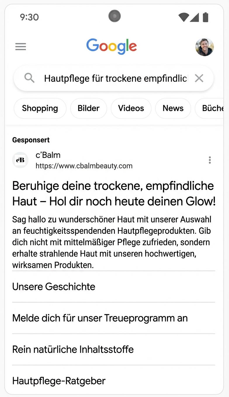 Example of Google's ad platform dynamically adjust to provide personalised advertising