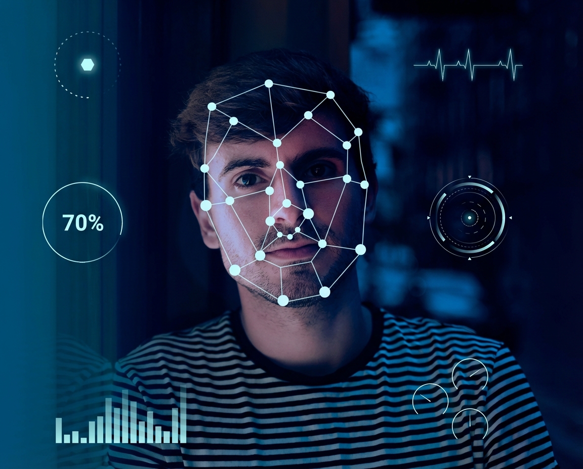 An image showing facial recognition as one of the examples of AI application