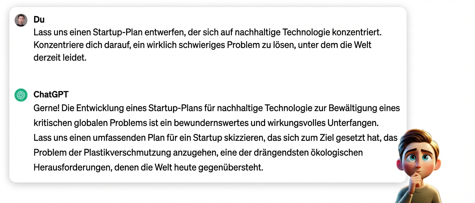 Cartoon-Illustration einer nachdenklich blickenden Person