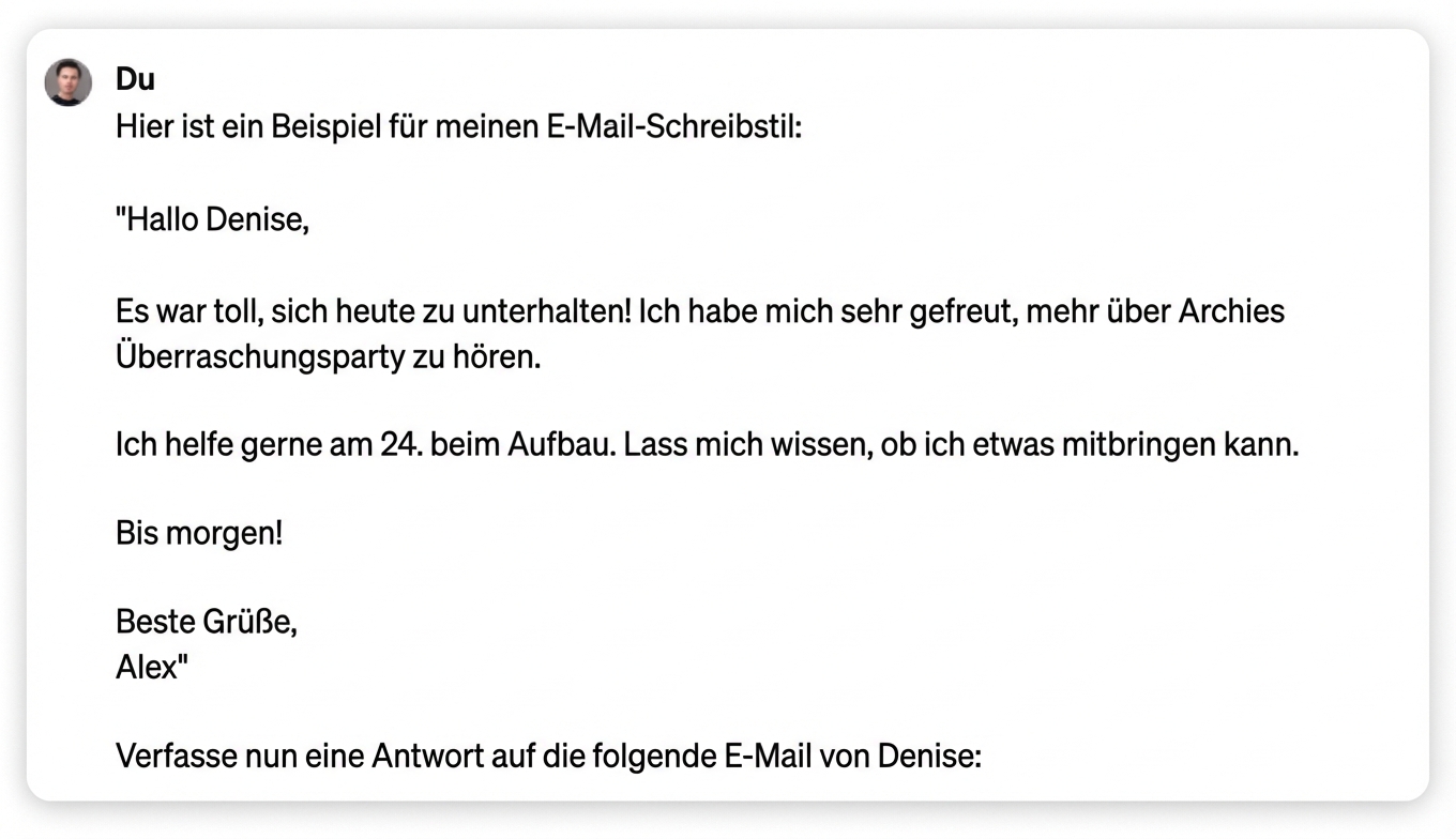 Screenshot einer personalisierten Antwort von ChatGPT