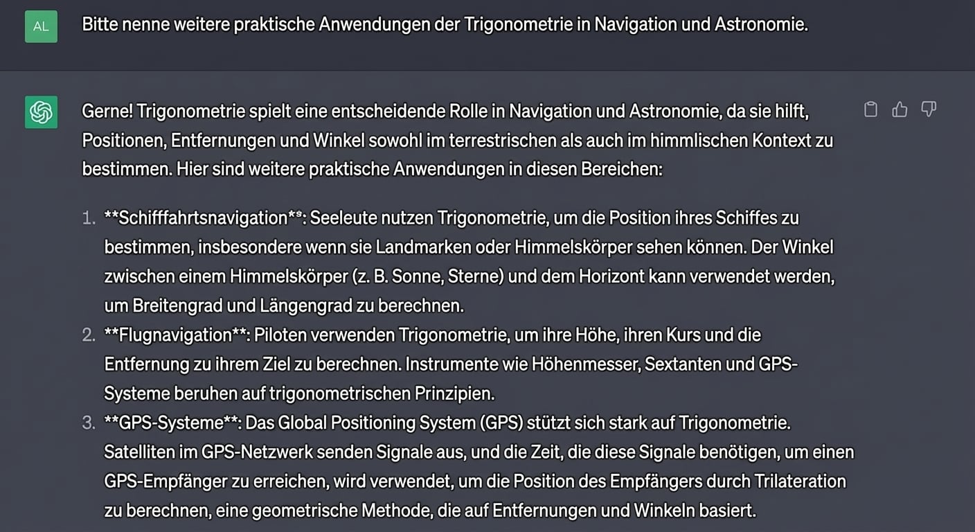 Screenshot einer detaillierten Antwort von ChatGPT