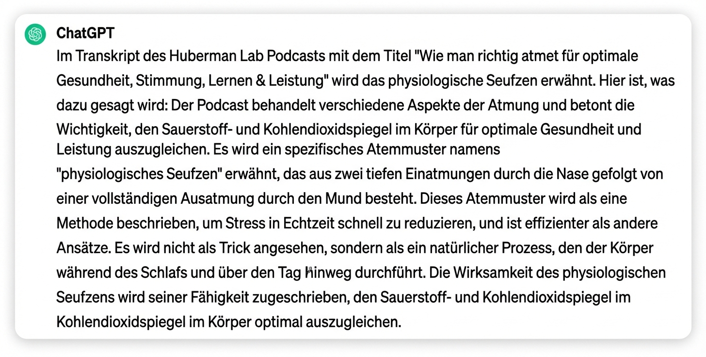 Die Antwort von ChatGPT auf die Aufforderung, eine Transkription zu paraphrasieren