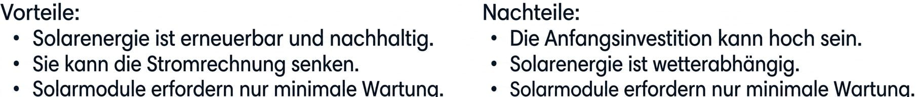 Liste der Nachteile
