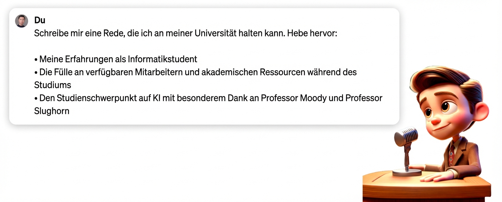 Cartoon-Illustration einer Person, die eine Rede hält