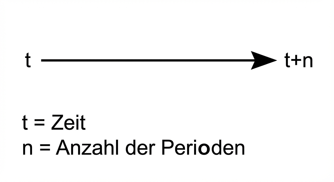 Zeitachse mit t und t+n