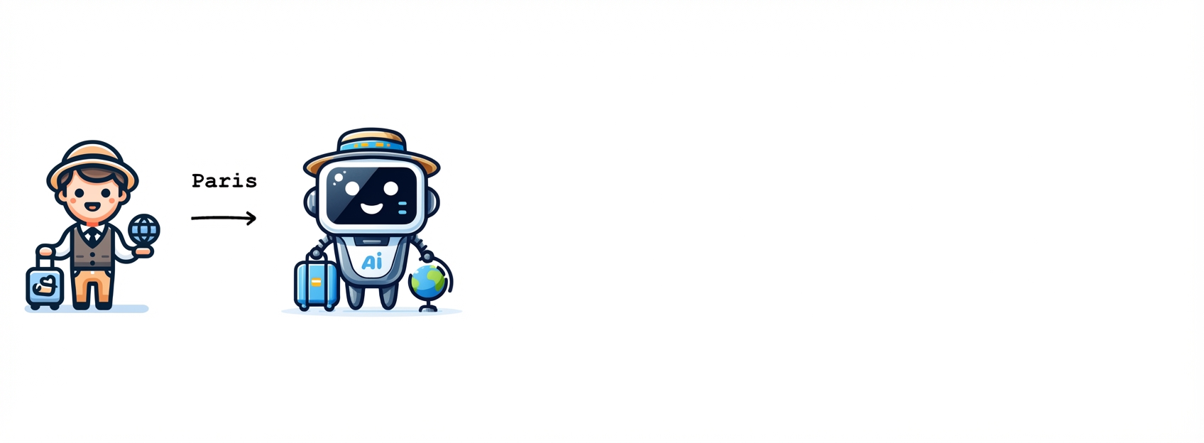 Jemand fragt einen KI-Reiseführer nach Aktivitäten in Paris.