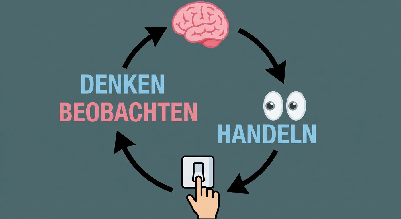 Ein Kreislauf aus Denken, Handeln und Beobachten.
