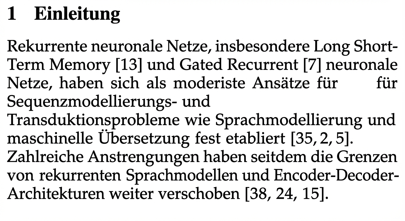 Der erste Absatz aus der Einleitung des Artikels „Attention is All You Need“ (Aufmerksamkeit ist alles, was du brauchst).