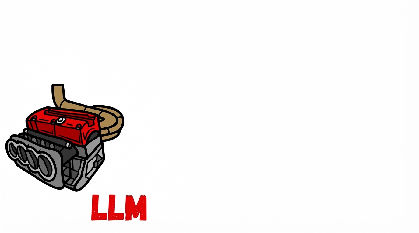 Ein LLM, dargestellt als Auto-Motor.