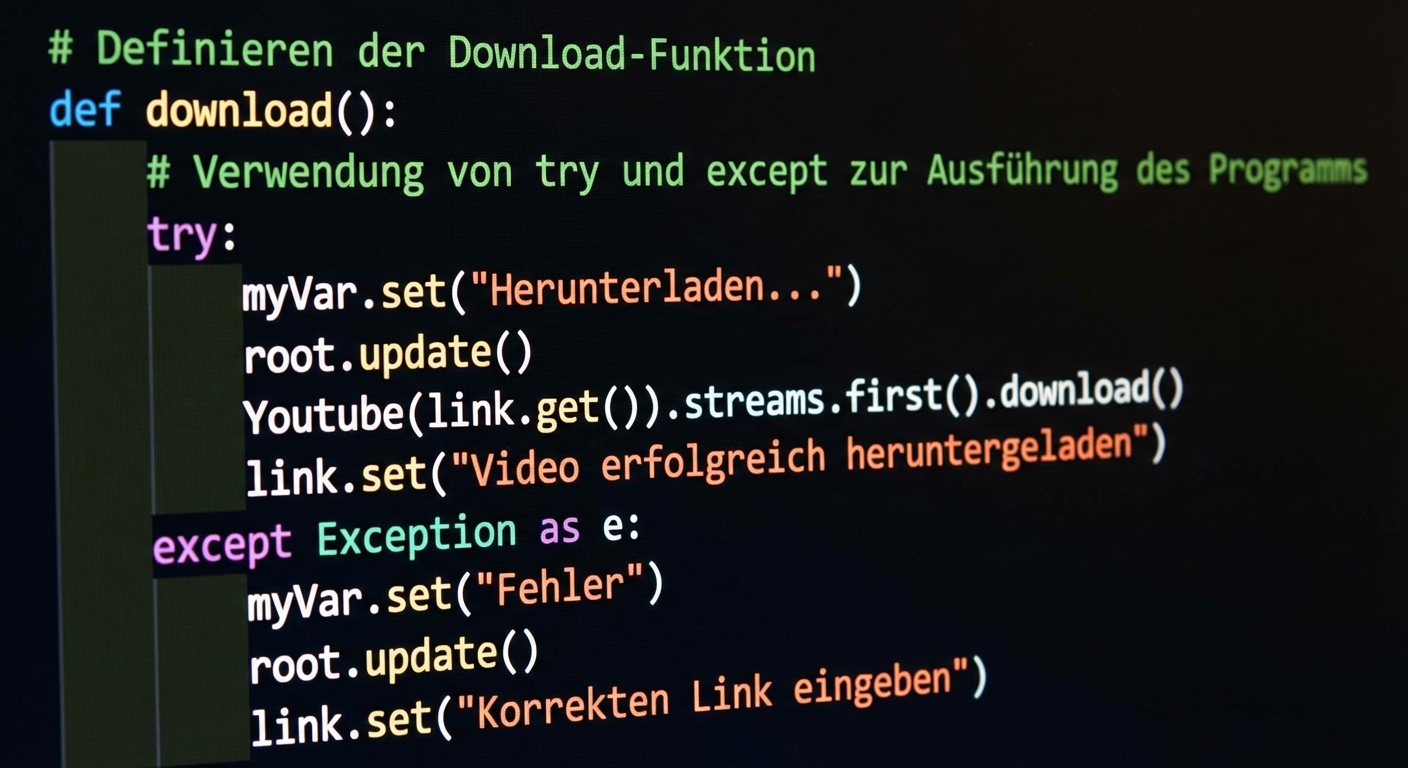 Python-Code auf einem Bildschirm