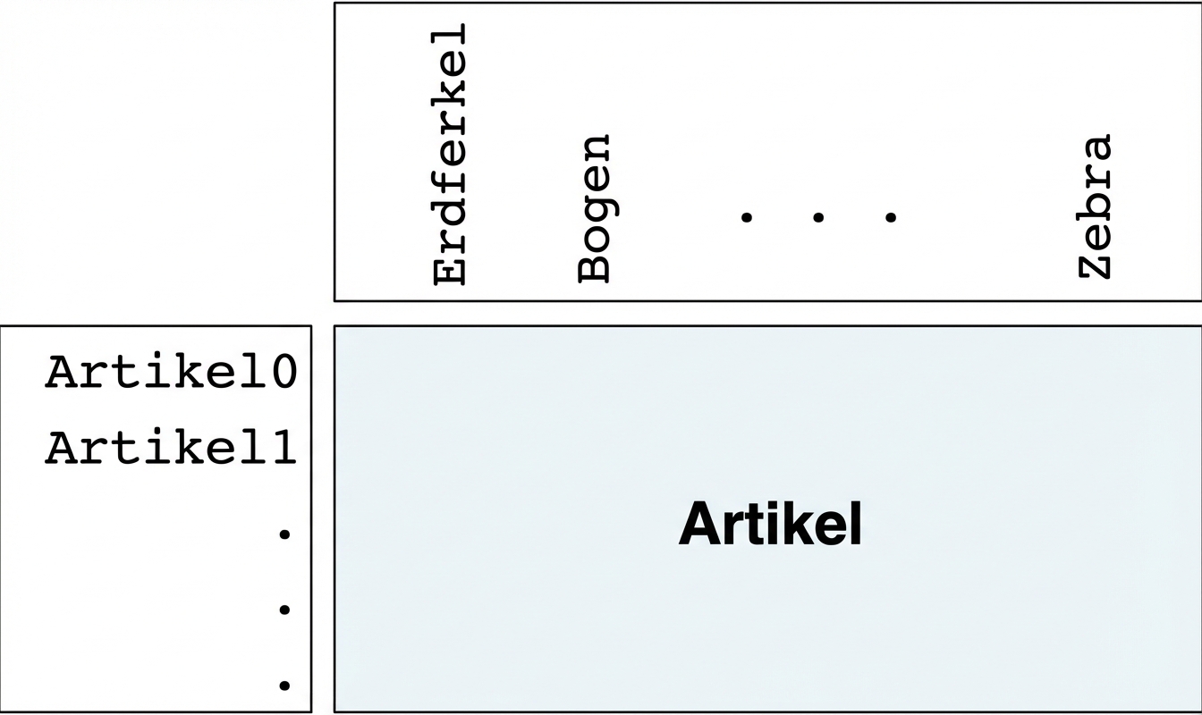 Wortfrequenz-Array der Artikel