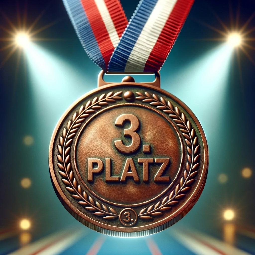 Ein Bild von einer Bronzemedaille mit der Ziffer 3 darauf