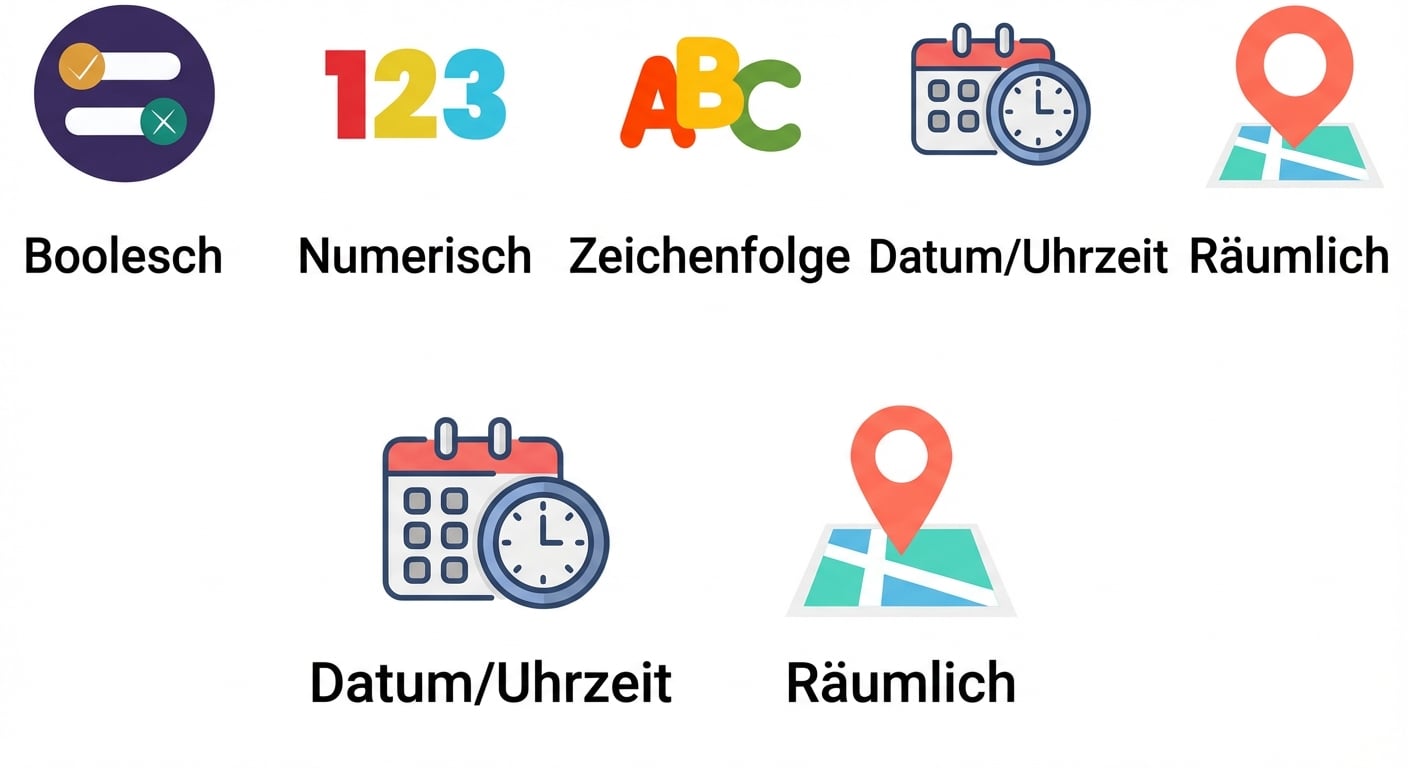 Alle fünf in Alteryx verwendeten Datentypen