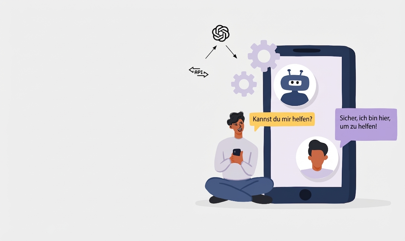 Eine Illustration eines Nutzers einer KI-Anwendung mit der OpenAI-API