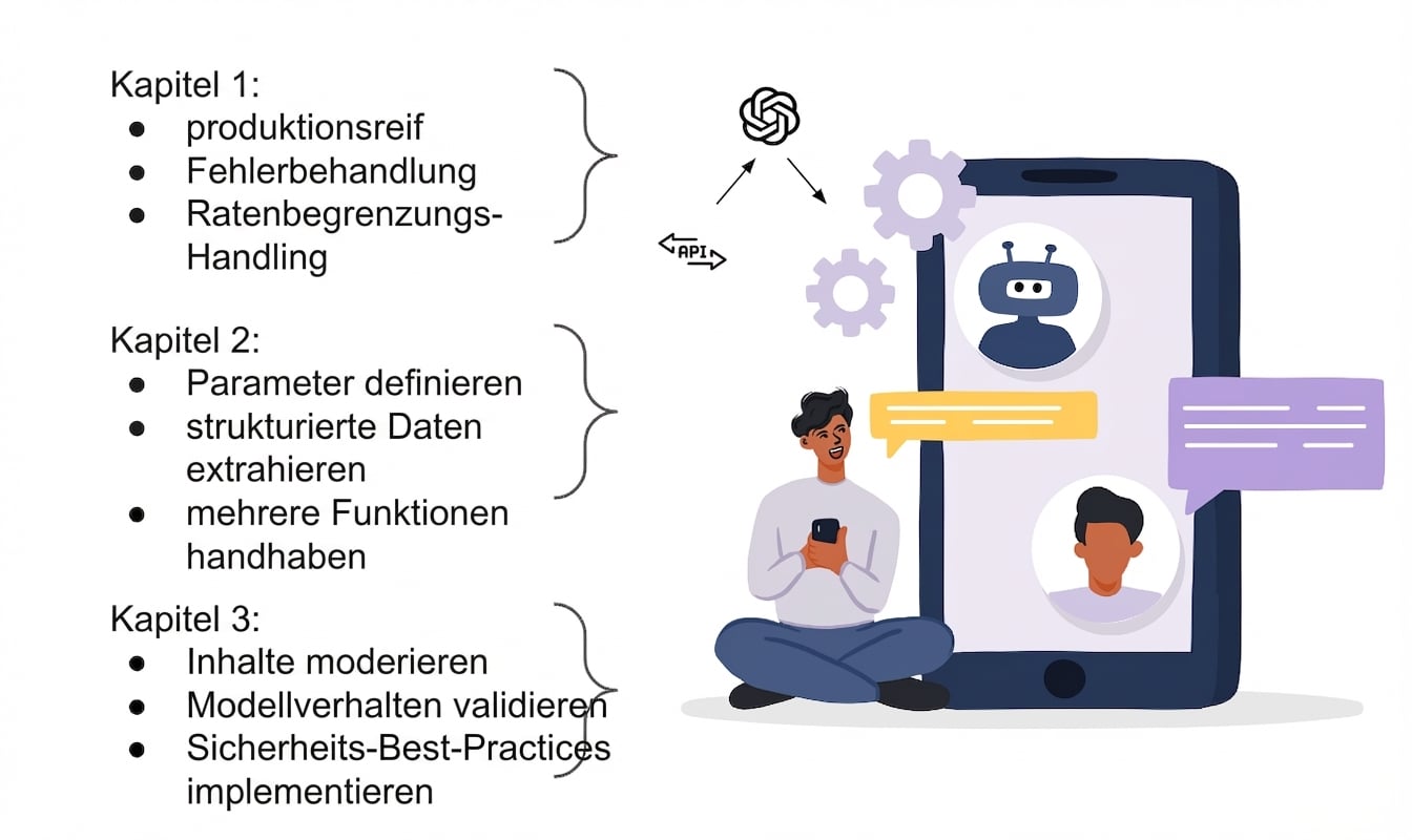 Eine Illustration eines Nutzers einer KI-Anwendung mit der OpenAI-API