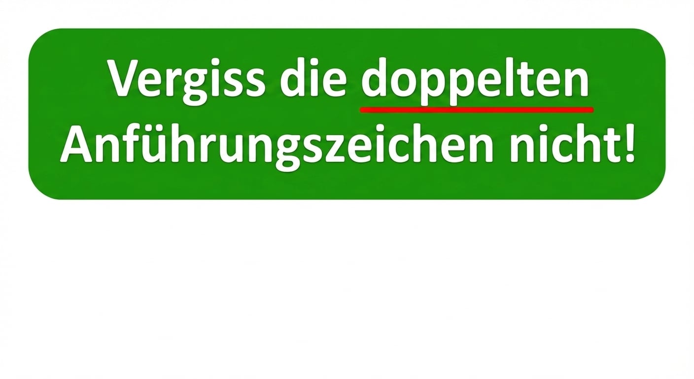 Denk dran, doppelte Anführungszeichen zu benutzen